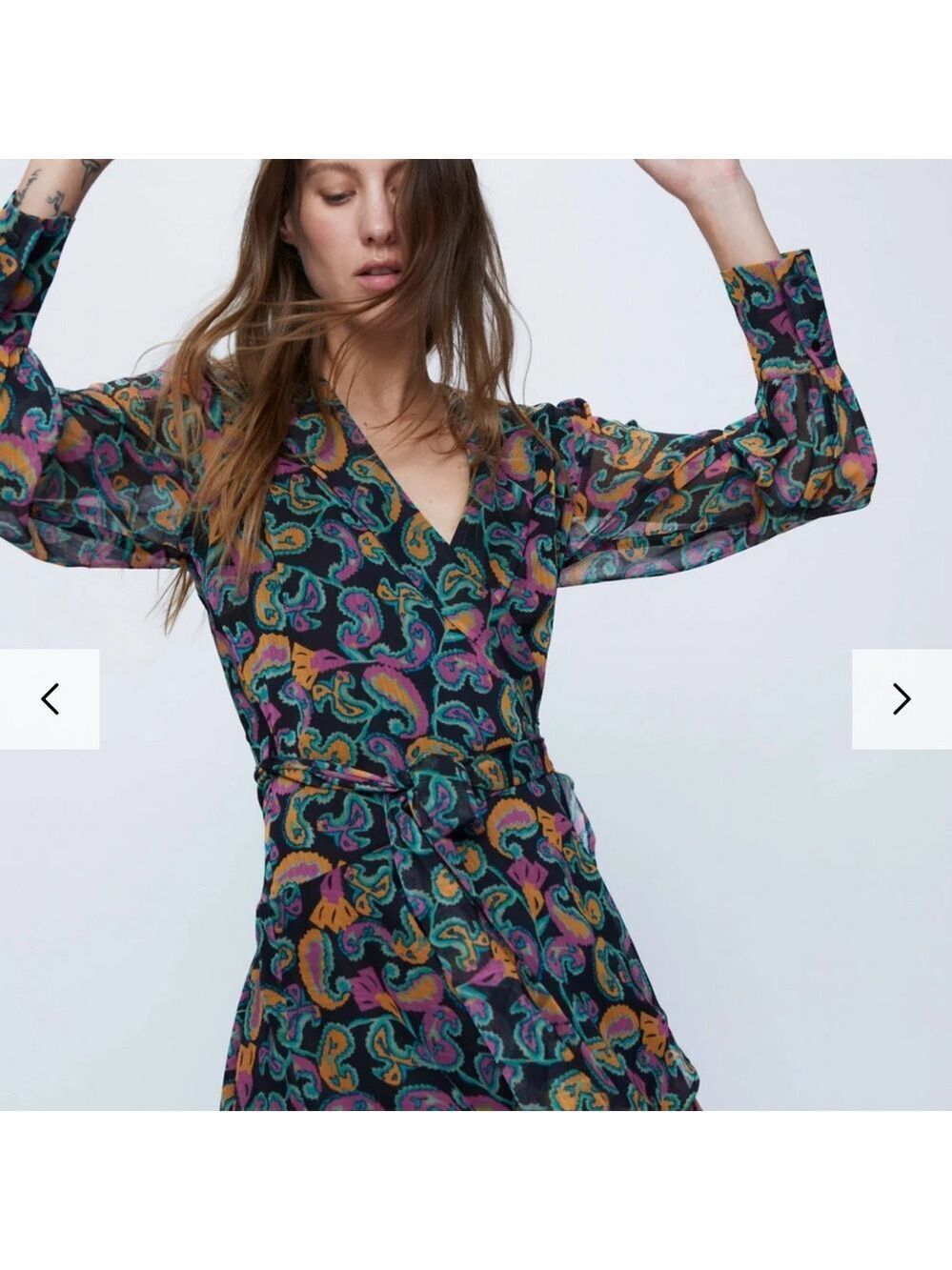 Wild Pony Short Wrap Dress with Multicolored Paisley Print Size Medium